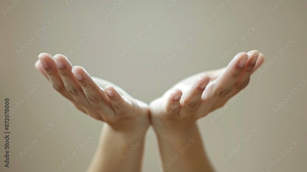 Poster a person's hands open wide, as if they are holding something precious. the hands are positioned in a