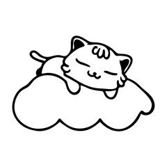 A cute white cat sleeping on a fluffy cloud