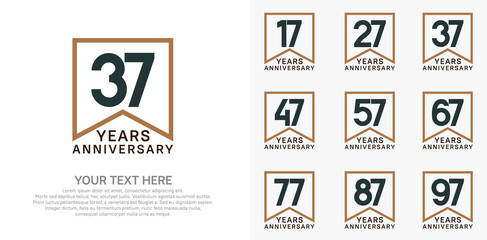 anniversary logotype set, black and brown color can be use for celebration