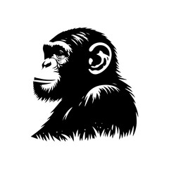 Minimalist Chimpanzee Vector - Chimpanzee Silhouette - Chimpanzee Illustration.