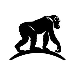 Minimalist Chimpanzee Vector - Chimpanzee Silhouette - Chimpanzee Illustration.