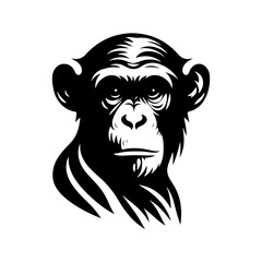 Minimalist Chimpanzee Vector - Chimpanzee Silhouette - Chimpanzee Illustration.