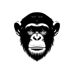 Minimalist Chimpanzee Vector - Chimpanzee Silhouette - Chimpanzee Illustration.