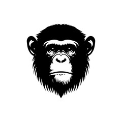 Minimalist Chimpanzee Vector - Chimpanzee Silhouette - Chimpanzee Illustration.