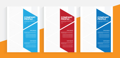 Annual report cover design, simple company profile booklet template, and handbook flier cover layout.