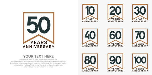 anniversary logotype set, black and brown color can be use for celebration