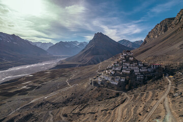 views of kee monastery in spiti valley, Himachal Pradesh, india.