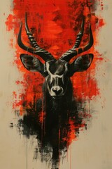 Antelope Portrait in a Fiery Abstract Setting