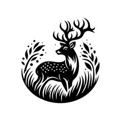 Minimalist Deer Silhouette - Deer Vector - Deer Illustration - Animal Vector Silhouette.