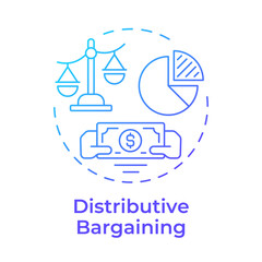 Distributive bargaining blue gradient concept icon. Negotiation strategy, resources allocation. Round shape line illustration. Abstract idea. Graphic design. Easy to use in infographic, presentation