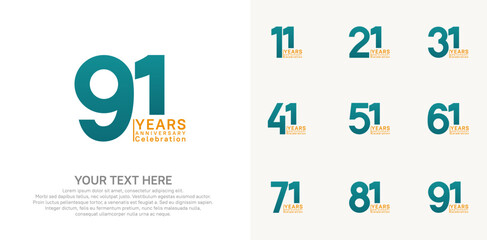 anniversary logotype style with green and orange color can be use for company celebration event