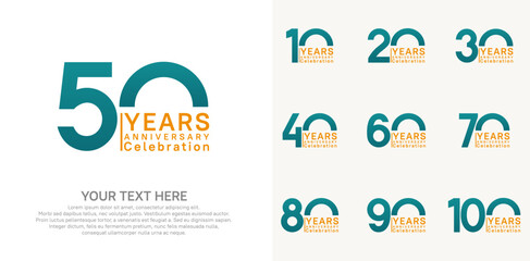 anniversary logotype style with green and orange color can be use for company celebration event