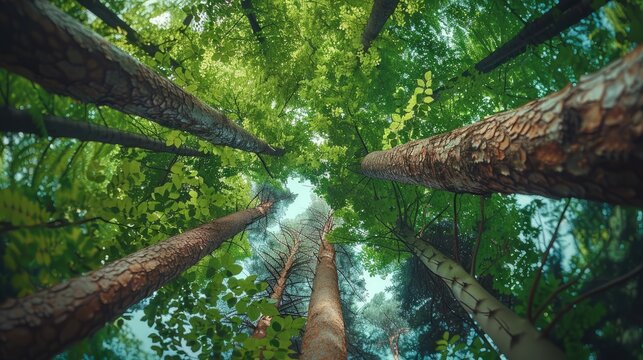 Towering trees in lush woodland