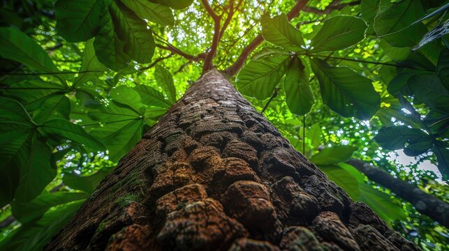 Towering trees in lush woodland