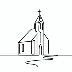 Obraz premium silhouette church thin lines flat colors