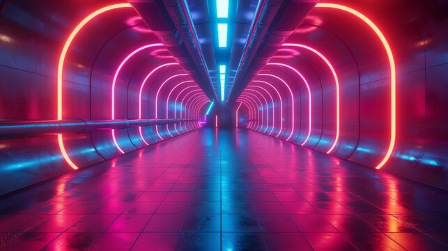 Futuristic theme with neon colors and large, empty sections