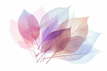pastel colored leaves on a white background