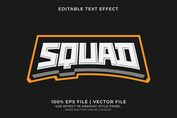 Obraz premium 3d text effect Squad editable vector. Text effect about game, community, team, and squad logo