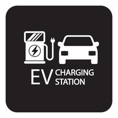 Electric vehicle charging station on white Vector