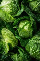 Experience the vibrant beauty of fresh Chinese cabbage, garnished with sparkling water drops, highlighting its crisp texture and natural freshness.