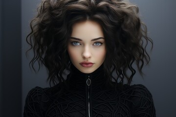 Fototapeta premium Creative portrait of a girl with a uniquely unconventional and original hairstyle