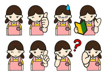 女性保育士表情セット