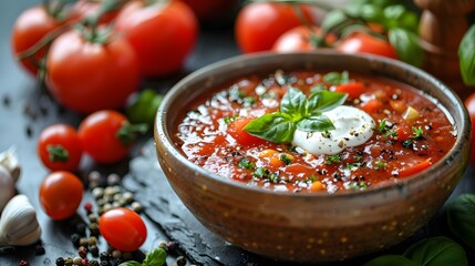 Tomato Soup with Cream and Basil