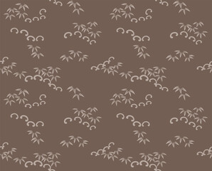 Japanese Bamboo Leaf Curl Line Vector Seamless Pattern