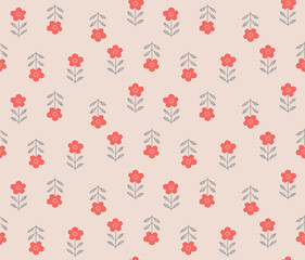 Japanese Pretty Flower Motif Vector Seamless Pattern
