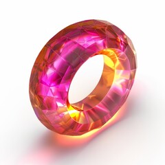 3D Render of a glowing magic ring, on isolated white background, Generative AI