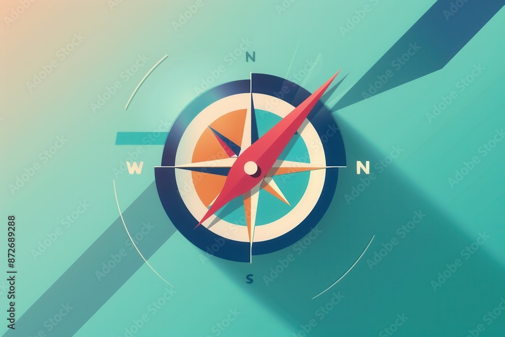 Poster an illustration of a compass with clear lines, perfect for navigation apps and travel services. the 