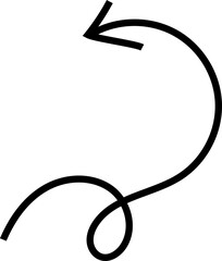 Spiral arrow doodle, wavy twist minimal squiggly line set. Curve comic turn way direction. Playful quirky simple free hand element