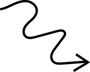 Spiral arrow doodle, wavy twist minimal squiggly line set. Curve comic turn way direction. Playful quirky simple free hand element