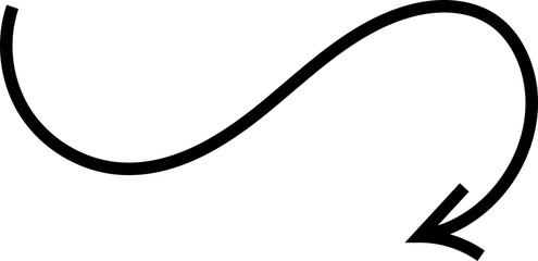 Spiral arrow doodle, wavy twist minimal squiggly line set. Curve comic turn way direction. Playful quirky simple free hand element