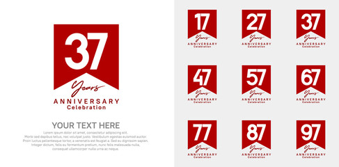 anniversary logotype set, red color can be use for celebration