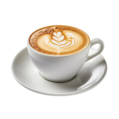 A Cup of Latte with a Leaf Design