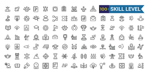 Skill level icon outline vector. Expert success. Start game. Outline icon collection. Editable stroke.