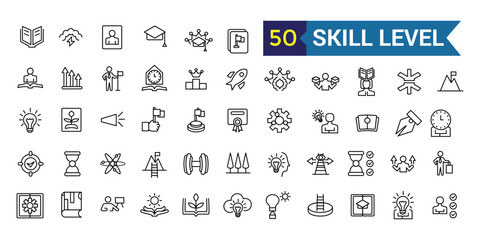 Skill level icon outline vector. Expert success. Start game. Outline icon collection. Editable stroke.