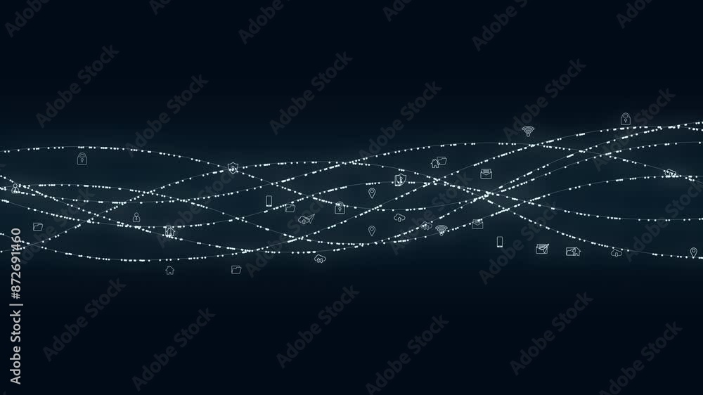 Poster Abstract digital dot line particle data background connecting technology concept.