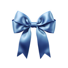 Blue silky bow isolated on transparent background