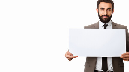 Fototapeta premium young indian businessman holding blank white paper