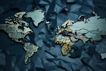 Abstract world map in low key, creating a distinctive and stylish background for various designs