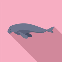 Minimalist illustration of a dugong sea cow swimming underwater