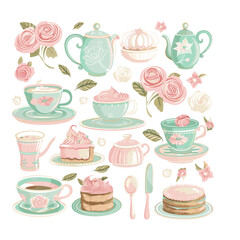 set of illustrations of cupcakes, cookies, and cakes. The colorful desserts are arranged in a circle