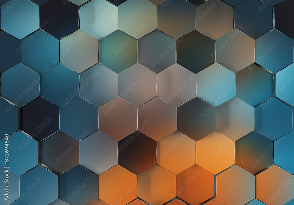 Aufkleber black and blue glossy hexagons background pattern. abstract hexagonal colorful texture. 3d rendering