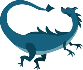 Blue dragon vector illustration. Cute dragons in cartoon style