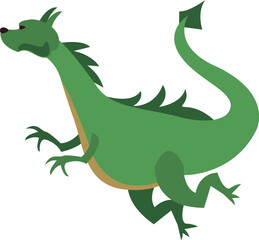 Fototapeta premium Green dragon vector illustration. Cute dragons in cartoon style