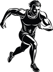 Illustration of a running  man black and white