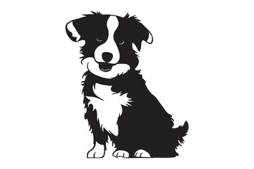 black and white dog vector illustration