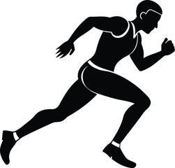 Illustration of a running  man black and white